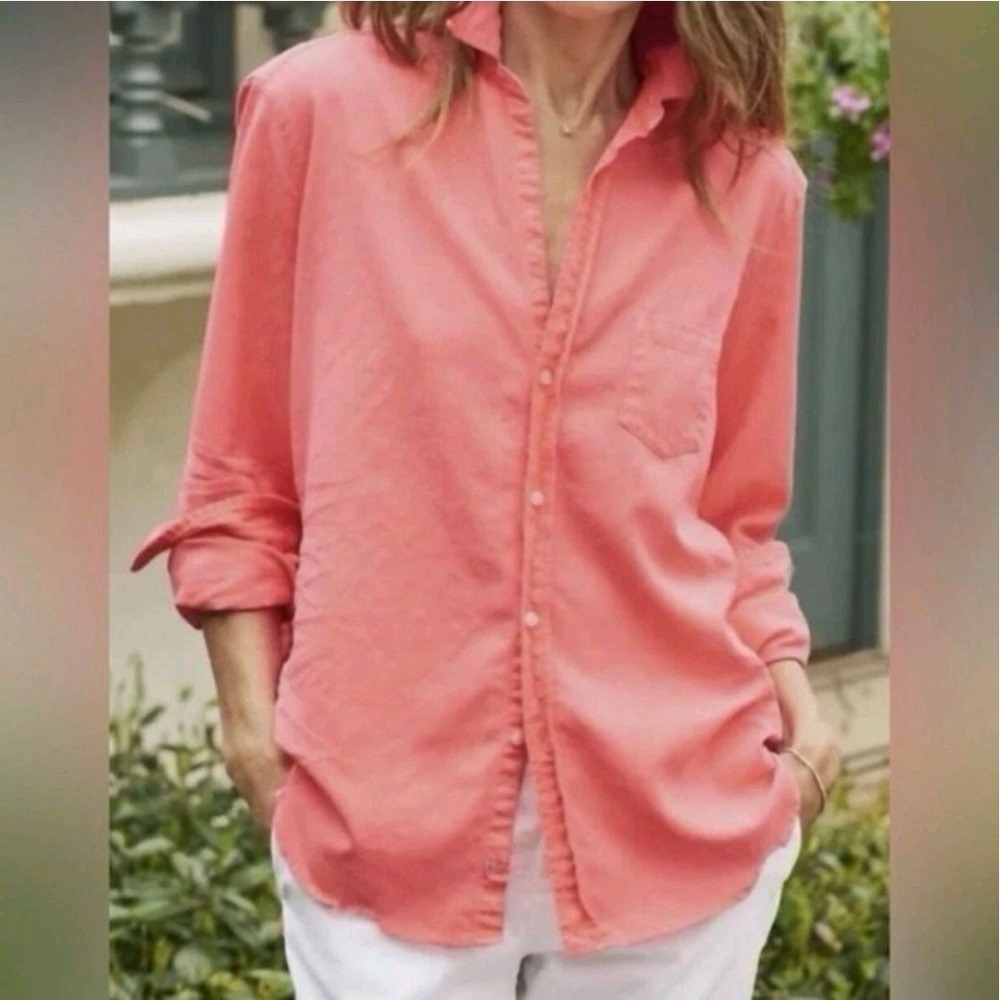 Frank & Eileen Cotton Barry Button Up Long Sleeve Lightweight Shirt - Pink M